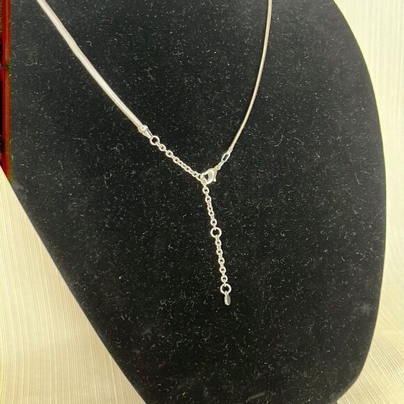 Jewelry Set- Silver Tone with Blue and Green Crystals Necklace and Earring - Picture 4 of 6